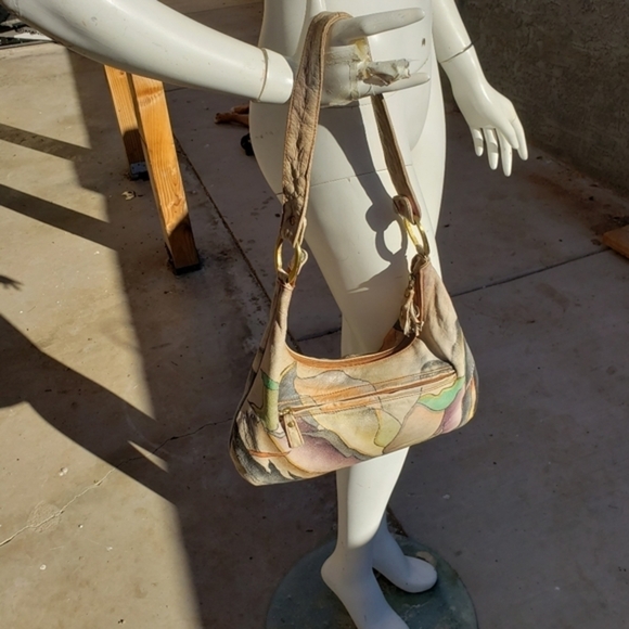 Magnifique abstract leather hand‎ painted shoulder ba - Picture 9 of 16